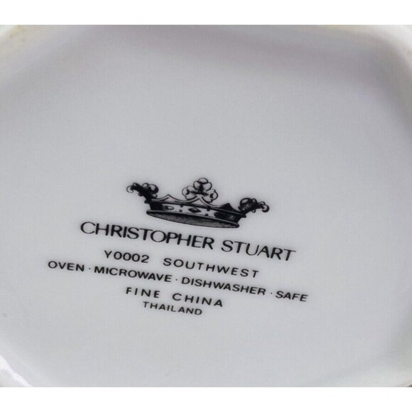 Christopher Stuart SOUTHWEST Green Blue Coral Lidded Sugar Bowl & Creamer Set - Picture 10 of 15